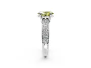 Solitaire Engagement Ring Setting for Fancy Yellow Oval Center with Multi-Row Pave Accents and Basket Head in White Gold
