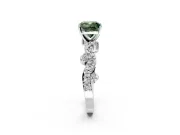 Solitaire Engagement Ring Setting for Fancy Green Cushion Cut Center with Bar-Station Pave Twist and Prong Head in Sterling Silver