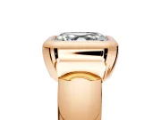 Solitaire Engagement Ring Setting for Asscher Cut Center with Wide Band and Bezel Head in Rose Gold