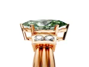 Solitaire Engagement Ring Setting for Fancy Green Marquise Center with Grooved Bar Accent Band and Prong Head in Rose Gold