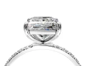 Solitaire Engagement Ring Setting for Princess Cut Center with Pave Accents and Prong Head in Platinum