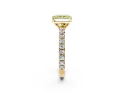 Solitaire Engagement Ring Setting for Fancy Yellow Radiant Cut Center with Large Accent Band and Prong Head in Yellow Gold