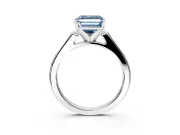Solitaire Engagement Ring Setting for Fancy Blue Asscher Cut Center with Channel Accents and Prong Head in Platinum