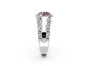 Halo Engagement Ring Setting for Fancy Pink Round Cut Center with Wide-Open Pave Split Shank and Prong Head in Platinum