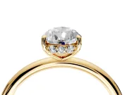 Solitaire Engagement Ring Setting for Pear-Shaped Center with Plain Band, Open Basket and Prong Head in Yellow Gold