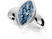 Solitaire Engagement Ring Setting for Fancy Blue Marquise Center with Wide Band and Bezel Head in Platinum