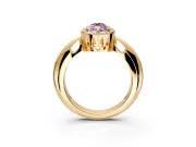 Halo Engagement Ring Setting for Fancy Pink Marquise Center with Tapered Plain Band and Prong Head in Yellow Gold