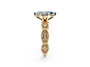 Solitaire Engagement Ring Setting for Fancy Blue Marquise Center with Marquise Panel Band and Prong Head in Yellow Gold