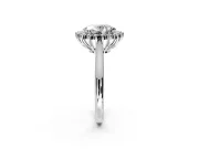 Starburst Halo Engagement Ring Setting for Oval Center with Thin Round-Wire Band and Prong Head in Sterling Silver