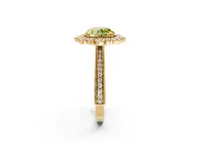 Milgrain Halo Engagement Ring Setting for Fancy Yellow Round Cut Center with Bezel Point Accents and Prong Head in Yellow Gold