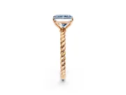 Solitaire Engagement Ring Setting for Fancy Blue Radiant Cut Center with Plain Twisted Rope Band and Prong Head in Rose Gold