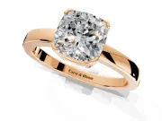 Solitaire Engagement Ring Setting for Cushion Cut Center with Plain Band and Flat Tab Prong Head in Rose Gold