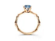 Solitaire Engagement Ring Setting for Fancy Blue Cushion Cut Center with Bamboo Band and Prong Head in Rose Gold