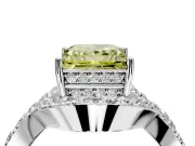 Halo Engagement Ring Setting for Fancy Yellow Princess Cut Center with Pave Infinity Twist Band and Prong Head in Sterling Silver