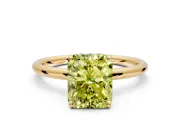 Solitaire Engagement Ring Setting for Fancy Yellow Radiant Cut Center with Plain Band, Open Basket and Prong Head in Yellow Gold