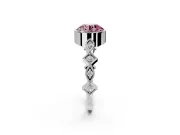 Milgrain Bezel Engagement Ring Setting for Fancy Pink Round Cut Center with Marquise Stations and Bezel Head in Platinum
