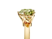 Solitaire Engagement Ring Setting for Fancy Yellow Heart-Shaped Center with Plain Band and Tulip Prong Head in Yellow Gold