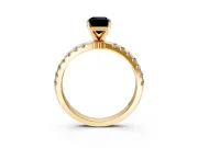 Open Basket Engagement Ring Setting for Fancy Black Emerald Cut Center with Pave Band and Prong Head in Yellow Gold