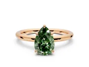 Hidden Halo Engagement Ring Setting for Fancy Green Pear-Shaped Center with Thin Rounded Band and Prong Head in Rose Gold