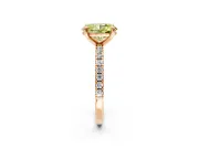 Solitaire Engagement Ring Setting for Fancy Yellow Oval Center with Fine Pave Narrow Band and Prong Head in Rose Gold