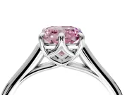 Solitaire Engagement Ring Setting for Fancy Pink Cushion Cut Center with Cathedral Band and Prong Head in Platinum