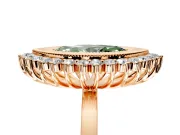 Halo Engagement Ring Setting for Fancy Green Marquise Center with Milgrain Bezel Rim, Plain Band and Prong Head in Rose Gold