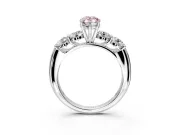 5 Stone Engagement Ring Setting for Fancy Pink Pear-Shaped Center with Graduated Accents and Prong Head in Platinum