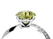 Side Accent Engagement Ring Setting for Fancy Yellow Round Cut Center with Accent Shoulders and Prong Head in Sterling Silver