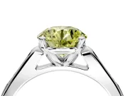Solitaire Engagement Ring Setting for Fancy Yellow Round Cut Center with Channel Accents and Prong Head in Platinum