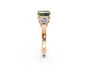 Solitaire Engagement Ring Setting for Fancy Green Princess Cut Center with Marquise Flower Shoulders and Prong Head in Rose Gold