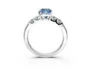 5 Stone Engagement Ring Setting for Fancy Blue Cushion Cut Center with Plain Band and Prong Head in Platinum