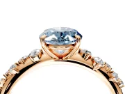 Cluster Engagement Ring Setting for Fancy Blue Oval Center with Round Cut Accent Band and Prong Head in Rose Gold