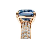 Solitaire Engagement Ring Setting for Fancy Blue Asscher Cut Center with Multi-Row Pave Accents and Basket Head in Rose Gold