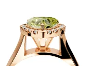 Halo Engagement Ring Setting for Fancy Yellow Heart-Shaped Center with Square Band and Prong Head in Rose Gold