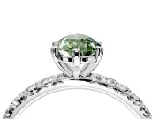 Solitaire Engagement Ring Setting for Fancy Green Pear-Shaped Center with Shared-Prong Accents and Prong Head in Platinum