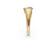Tension Engagement Ring Setting for Fancy Blue Heart-Shaped Center with Wide Tapered Band and Tension Head in Yellow Gold