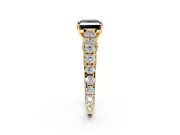 Solitaire Engagement Ring Setting for Fancy Black Princess Cut Center with Pave Cathedral Shoulders and Prong Head in Yellow Gold