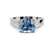 Solitaire Engagement Ring Setting for Fancy Blue Heart-Shaped Center with Tapered Split Shoulders and Prong Head in Platinum