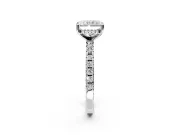 Solitaire Engagement Ring Setting for Radiant Cut Center with Band of Accents and Prong Head in Platinum