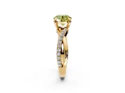 Solitaire Engagement Ring Setting for Fancy Yellow Round Cut Center with Half-Pave Crossover Band and Prong Head in Yellow Gold