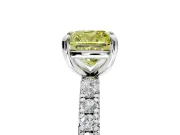 Solitaire Engagement Ring Setting for Fancy Yellow Cushion Cut Center with Shared-Prong Accents and Prong Head in Platinum