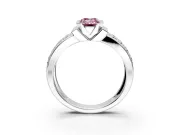 Bezel Engagement Ring Setting for Fancy Pink Emerald Cut Center with Wide Channel-Set Band and Bezel Head in Sterling Silver
