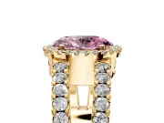 Halo Engagement Ring Setting for Fancy Pink Oval Center with Wide-Open Pave Split Shank and Prong Head in Yellow Gold