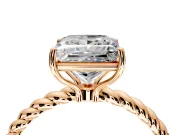 Solitaire Engagement Ring Setting for Princess Cut Center with Plain Twisted Rope Band and Prong Head in Rose Gold