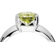 Tension Engagement Ring Setting for Fancy Yellow Radiant Cut Center with Wide Flat Band and Tension Head in White Gold