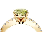 Solitaire Engagement Ring Setting for Fancy Yellow Cushion Cut Center with Single Row Accent Band and Prong Head in Yellow Gold