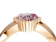 Halo Engagement Ring Setting for Fancy Pink Heart-Shaped Center with Wide Band, Inlaid Accent Row and Prong Head in Rose Gold