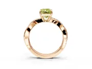 Crossover Engagement Ring Setting for Fancy Yellow Radiant Cut Center with Pave and Plain Strands and Prong Head in Rose Gold