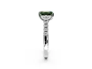 Solitaire Engagement Ring Setting for Fancy Green Emerald Cut Center with Partway Pave Band and Prong Head in Platinum