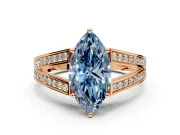 Split Shank Engagement Ring Setting for Fancy Blue Marquise Center with Pave Split Shank and Prong Head in Rose Gold